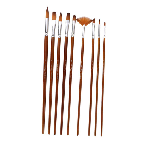 TEHAUX 9 Pcs Acrylic Paint Brush Fan Paintbrush Face Drawing Brush Nylon Hair Painting Brushes Drawing Accessory Watercolor Paintbrush Round Pointed Tip Brush Accessories Sector Wooden