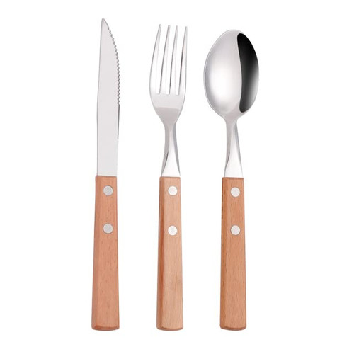 ONUIFIKE Silverware Set, Wood Dinnerware Sets Silverware Cutlery Set Stainless Steel Dinner Forks Knives Spoons Flatware Set Dishwasher Safe Tableware (Color : Cutlery 3pcs)