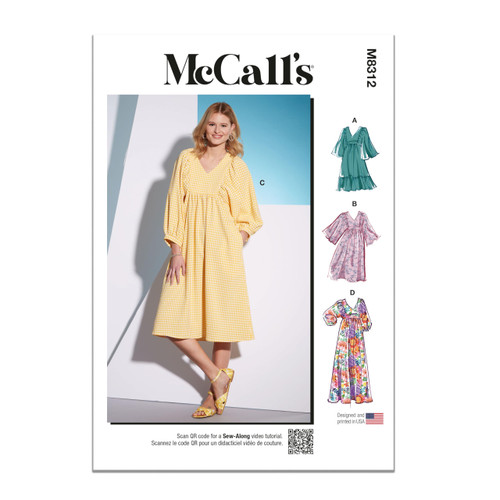 McCall's Misses' Dresses Sewing Pattern Kit, Design Code M8312, Sizes LRG-XLG-XXL