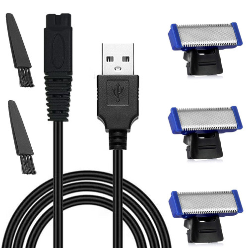 Solo Replacement Head and Shaver Charging Cord for Microtouch Solo Mens Shaver Electric Micro Trimmer (3 Shaver Head & 1 Razor Charger Cable & 2 Clean Brush) Solo Replacement Head and Shaver Charging Cord for Microtouch Solo Mens Shaver Electric Micro Trimmer (3 Shaver Head & 1 Razor Charger Cable & 2 Clean Brush)