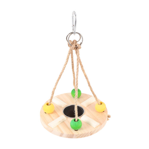 Luxshiny Wooden Bird Feeder Parrot Swing Stand Bird Houses for Outside Feeder Hanging Swing for Bird Hanging Bird Bath Parrots Food Cup Parrot Standing Swing Birds to Feed Perch