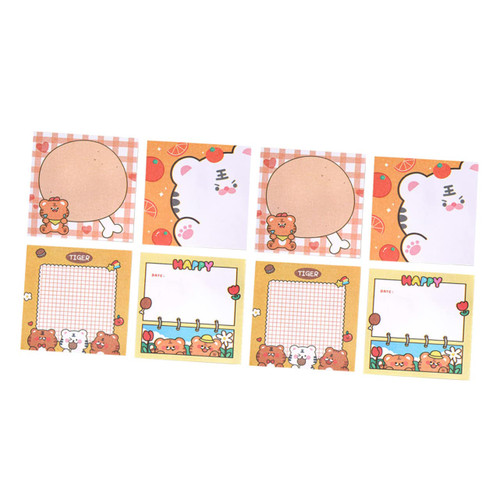 TEHAUX 8pcs Notes Writing Pads Cartoon Note Pads Memo Sticker Notes Floral Note Pads Decorative Message Stickers Memo Sticky Animal Note Pad Self Square Office Paper Applique