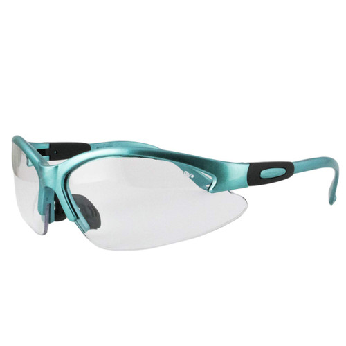 Global Vision Eyewear Cougar Women's Lab Safety Glasses with Turquoise Frames & Clear Lenses