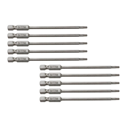 Rannb Torx Bit Set with 1/4" Hex Shank Screwdriver Bit,TT10 S2 Steel Torx Head Drill Bits with Magnetic Screwdriver Bit for Furniture,4"/100mm Long(10pcs)