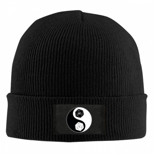 Dungeons and Dragons Yin Yang Beanie Hat for Women Men Winter Hat Womens Cuffed Winter Beanie Warm Skull Cap Plain Knit Hat Cap Black