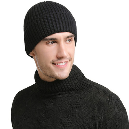 Croogo Classic Black Beanie Slouchy Cuffed Knit Hat Unisex Winter Skull Cap Warm Stocking Hat Toboggan Cap for Cold Weather