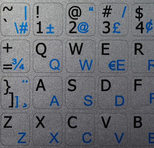 4Keyboard French QWERTY - English Notebook Non-Transparent Silver Keyboard Stickers