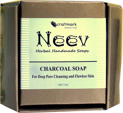 NEEV Charcoal Soap Bar - Naturally Handmade Black Soap 75 gms (2.6 OZ)