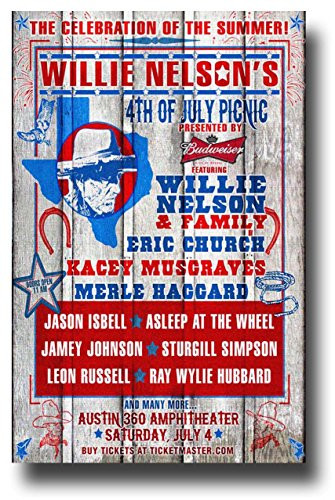 Poster Willie Nelson Texas 4th Concert w/Merle Haggard Sturgill Simpson Jason Isbell