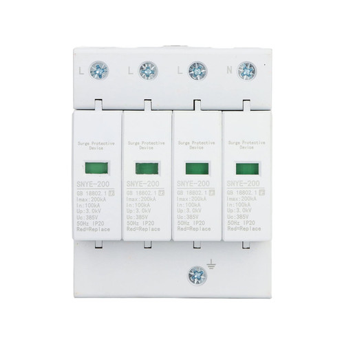 Surge Protective Device, 200KA Easy Using AC Surge Protector PC Shell Rail Installation for Home (4P 385V)