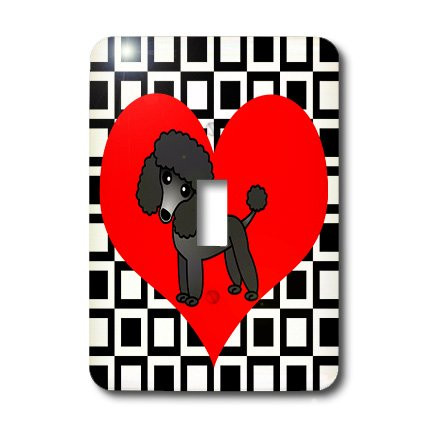 3dRose lsp_31193_1 I I Love Dogs Black Poodle Toggle Switch, Multi-Color