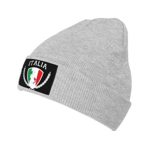 Alin-Z Italia Italy Italian Flag Cuffed Beanie for Men Women Knit Skull Cap Winter Beanie Hat Gray
