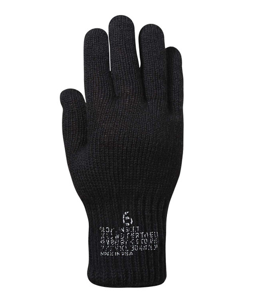 Rothco Gi Wool Glove Liners, 5 Size, Black