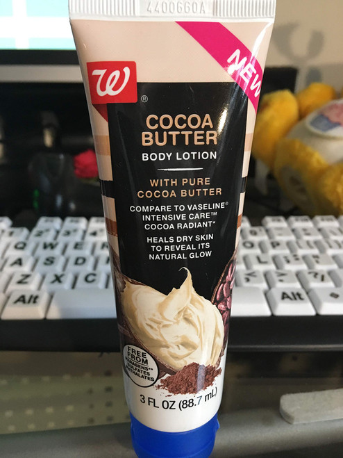 WALGREENS COCOA BUTTER BODY LOTION WITH PURE COCOA BUTTER 3 FL OZ