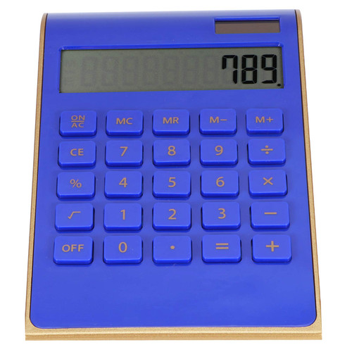 AYNEFY Ultra Thin Solar Power Calculator, 10 Digits, LCD Display Portable Calculator Desk Calculators, Dual Power, Portable for Office Business with Tilted LCD Display (Blue)