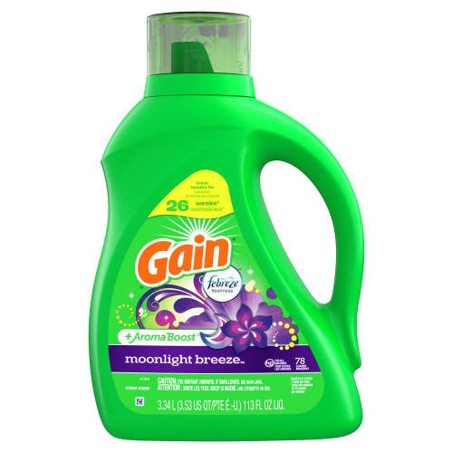 Gain + Aroma Boost Liquid Laundry Detergent, Moonlight Breeze Scent, 78 Loads, 113 fl oz, HE Compatible