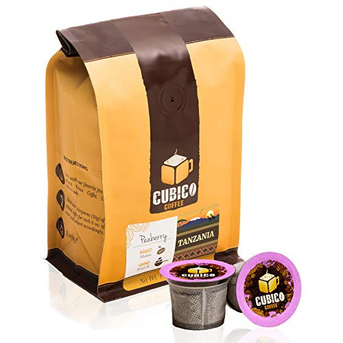 Tanzania Peaberry Coffee - Single Serve Capsules for Keurig K-Cup Brewers - Freshly Roasted Coffee - Cubico Coffee - (10 Capsules Medium Roast)