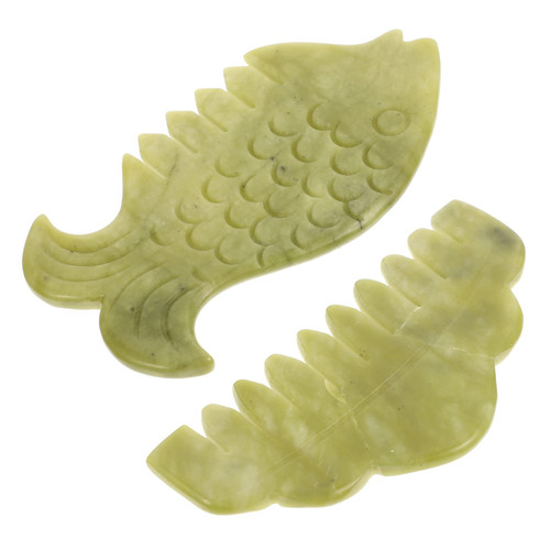 MARMERDO 2Pcs Jade Comb Portable Jade Massage Combs Crystals guasha Jade Hairbrush Comb for Scalp Facial Massage Tool Scalp Massage Neck Massager Gua Sha Combs Hard Head Massage Head
