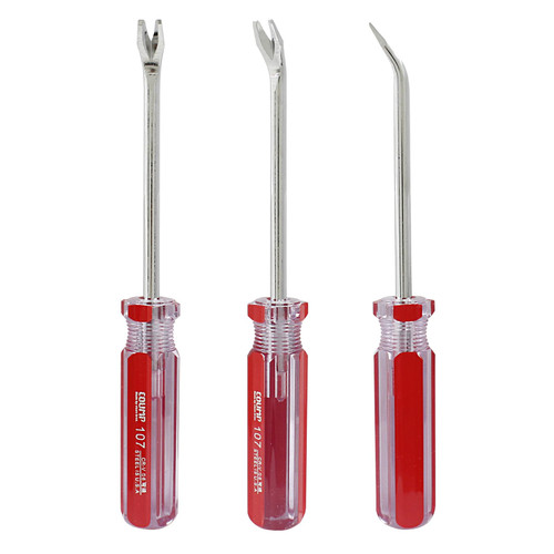 Auvotuis 3Pcs 4 mm Tack Lifter, U Tip Nail Staple Rivet Tack Puller Staple Remover Screwdriver Tool Kit(Red)