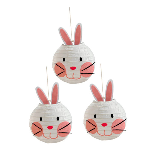 IWOWHERO 3pcs Rabbit Paper Lantern Decorative Lantern Paper Lanterns Kids Room Easter Lantern Easter Bunny Lanterns Easter Bunny Ornaments Easter Party Decorations Tree Lights