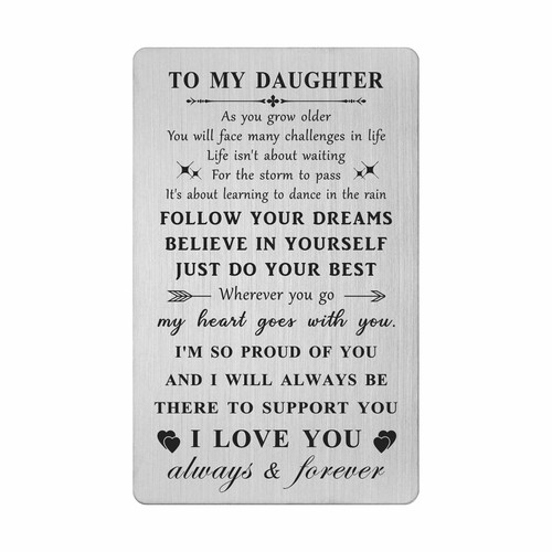 HYHYDHP Mothers Day Gifts Card for Daughter - Daughter Birthday Card Gifts from Mom Dad - Proud Daughter Graduation Wallet Card HYHYDHP Mothers Day Gifts Card for Daughter - Daughter Birthday Card Gifts from Mom Dad - Proud Daughter Graduation Wallet Card