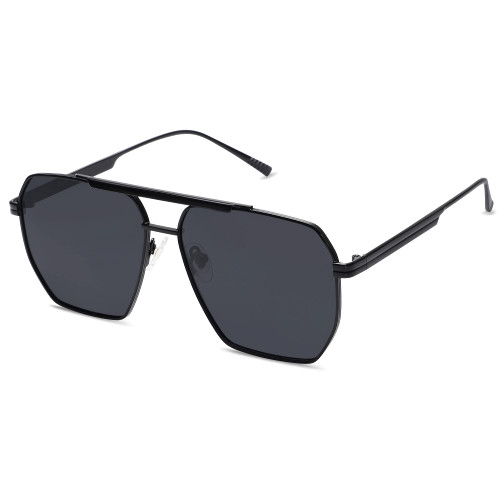 SOJOS Retro Oversized Square Polarized Sunglasses for Women Men Vintage Shades UV400 Classic Large Metal Sun Glasses SJ1161 with Black/Grey Lens SOJOS Retro Oversized Square Polarized Sunglasses for Women Men Vintage Shades UV400 Classic Large Metal Sun Glasses SJ1161 with Black/Grey Lens
