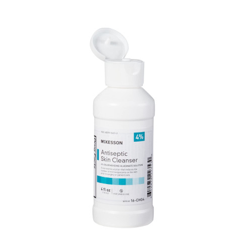 McKesson Antiseptic Skin Cleanser for Wound Cleansing and Hand Washing, 4% Chlorhexidine Gluconate, 4 oz Bottle, 1 Count McKesson Antiseptic Skin Cleanser for Wound Cleansing and Hand Washing, 4% Chlorhexidine Gluconate, 4 oz Bottle, 1 Count