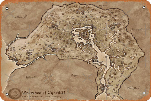 Wall Decor Sign - The Elder Scrolls IV: Oblivion Map Poster - 8X12 Inch Vintage Look Metal Sign,Bar, Man CAVE Art Decoration