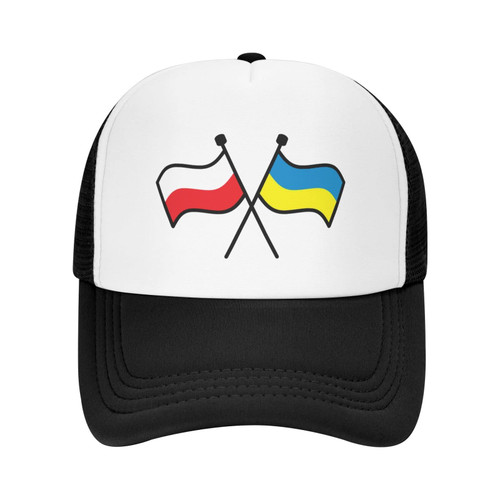 Poland with Ukraine Adjustable Baseball Caps Teen Mesh Hat Cute Gridding Teenis Cap Sun Hats Black