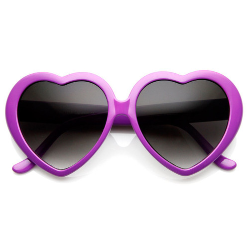 zeroUV Oversized Heart Shaped Sunglasses UV400 Cute Trendy Love Fashion Eyewear for Women 52mm (Purple)