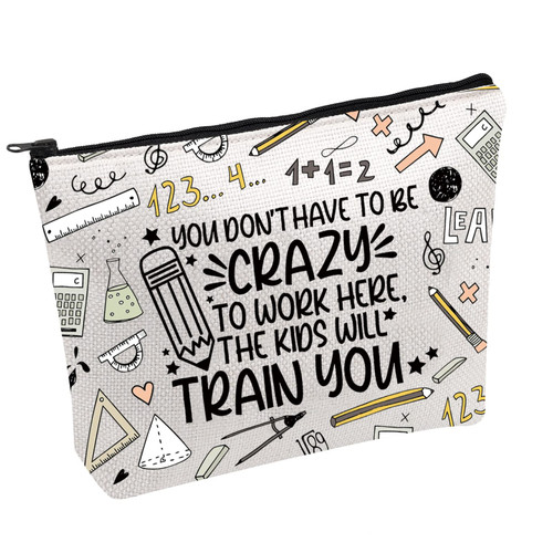 FOTAP Teacher Gift Teacher Survival Kit Teacher Thank You Gift Math Teacher Makeup Bag Math Geek Gift Math Tutor Cosmetics Bag (Train You)