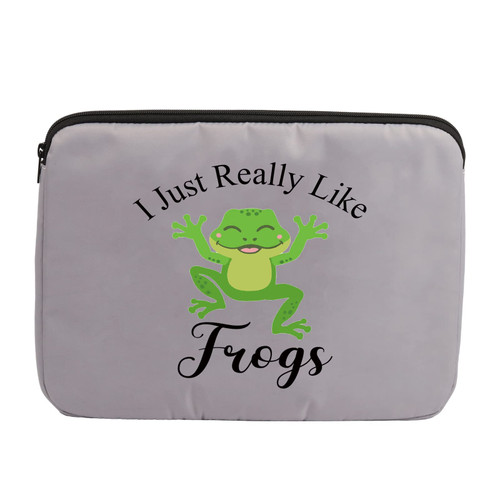ENSIANTH Cute Frog Laptop Sleeve Bag Frog Lover Gift Animal Lover Computer Carrying Case I Just Really Like Frogs Laptop Cover for Women Girls (Like Frogs LS)