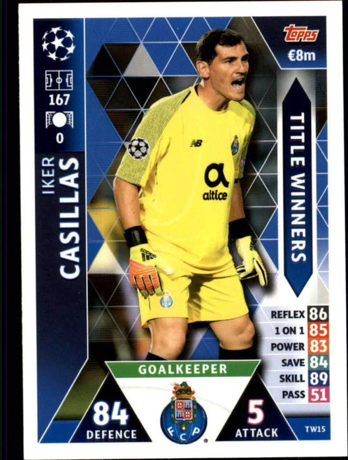 2018-19 Topps UEFA Champions League Match Attax Title Winners #TW15 Iker Casillas FC Porto Official Futbol Soccer Card