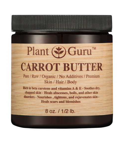 Carrot Butter 8 oz. 100% Pure Raw Fresh Natural Cold Pressed. Skin Body and Hair Moisturizer, DIY Creams, Balms, Lotions, Soaps.
