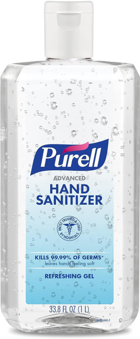 PURELL's Advanced Hand Sanitizer Refreshing Gel, 1-Liter Flip-Cap Bottle (33.8 fl oz) - 9683-01
