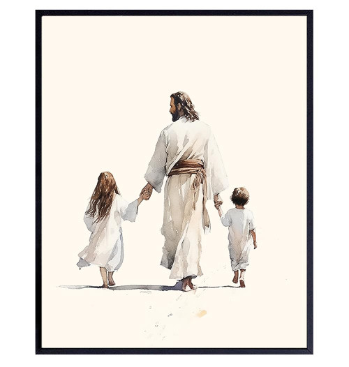 Jesus Christ Christian Wall Art & Decor - Religious Wall Decor - Kids Bedroom Baby Nursery Girls Boys Room - Jesus Wall Decor Poster Picture - spiritual Gifts - God Wall Art - Inspirational Home Decor