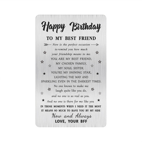 Alotozo Best Friend Birthday Card, Happy Birthday Gifts to My Best Friend, Bday Engraved Wallet Card Inserts Gift for Bff Bestie Women Girls Alotozo Best Friend Birthday Card, Happy Birthday Gifts to My Best Friend, Bday Engraved Wallet Card Inserts Gift for Bff Bestie Women Girls