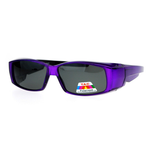 Polarized Lens Fit Over Glasses Sunglasses Rectangular OTG Frame Purple