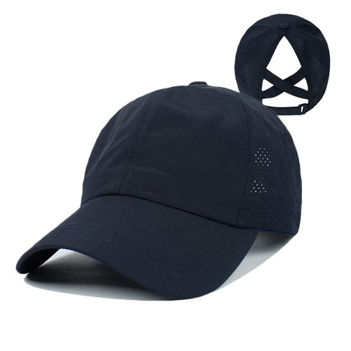 Cross Hat Womens Baseball Cap -Cross Ponytail Hat Baseball Cap Navy