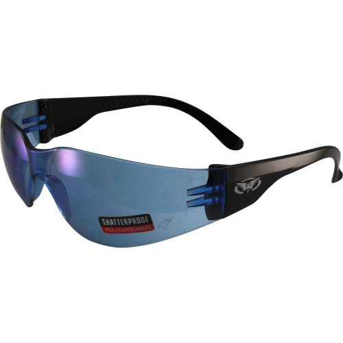 Global Vision Rider Safety Motorcycle Riding Sunglasses Black Frame Blue Lens Z87.1