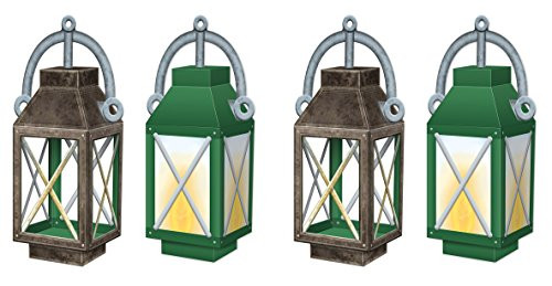 Beistle 52083, 4Piece 3-D Lantern Centerpieces, 11", Multicolored