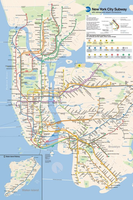 NYC Subway Map Poster New York City Official MTA 2023 2024 Edition Cool Wall Decor Art Print Poster 16x24