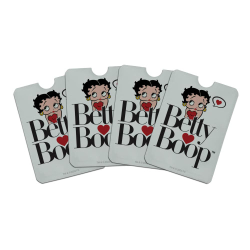 GRAPHICS & MORE Betty Boop Heart Logo Credit Card RFID Blocker Holder Protector Wallet Purse Sleeves Set of 4