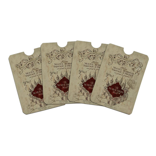 GRAPHICS & MORE Harry Potter Marauders Map Credit Card RFID Blocker Holder Protector Wallet Purse Sleeves Set of 4