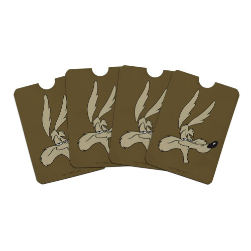 GRAPHICS & MORE Looney Tunes Wile E. Face Credit Card RFID Blocker Holder Protector Wallet Purse Sleeves Set of 4