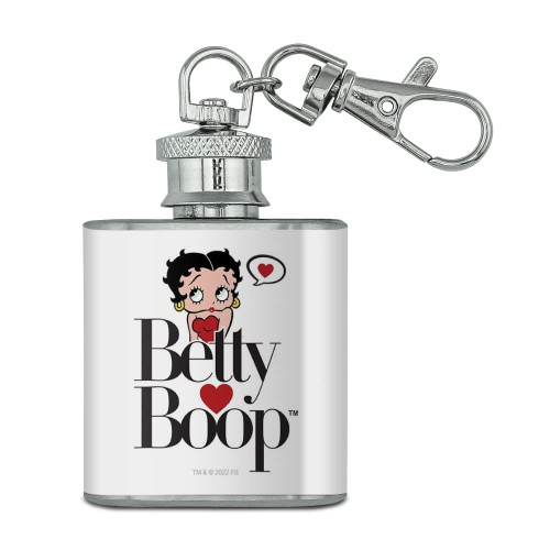 Betty Boop Heart Logo Stainless Steel 1oz Mini Flask Key Chain