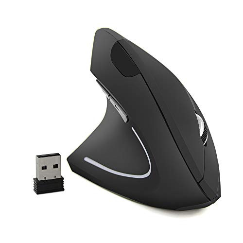 Left Handed Mouse Ergonomic, Wireless Vertical Mouse, FIRSTMEMORY 2.4G High Precision OpticalMice800/1200/1600DPI for PC Laptop Desktop Mac (Left Handed Ergonomic Mouse)
