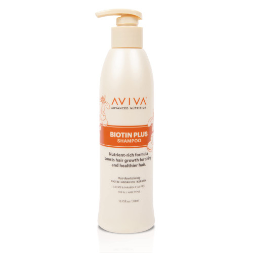 AVIVA - Biotin Shampoo, Revitalizing Shampoo for Thinning Hair and Hair Loss, Hair Growth Shampoo with Biotin, Argan Oil, & Keratin, Shampoo for Hair Growth, Sulfate, Paraben, & SLS-Free, 10.75 Fl Oz