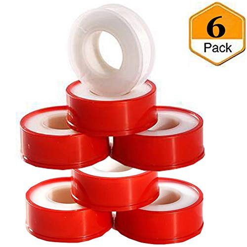 Beymill Large Duct Tape Teflon Tape,6 Pack Plumbers Tape Thread Seal Tape,Thickness and Length Increase,Flex Seal Tape Waterproof for Plumbing,Red 0.63" x 787"