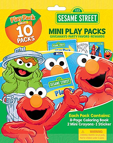 Bendon Sesame Street Mini Play Packs, Each with Mini Coloring Book, 2 Mini Crayons, and a Sticker,10-Pack (Sesame Street)